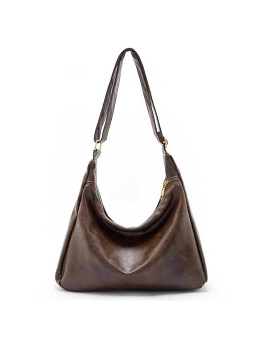 Women's Slouchy Hobo Shoulder Bag Vegan Leather Crossbody Purse Foldable Tote